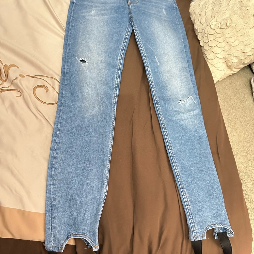 Zara Blue Skinny Jeans with Distressed Details